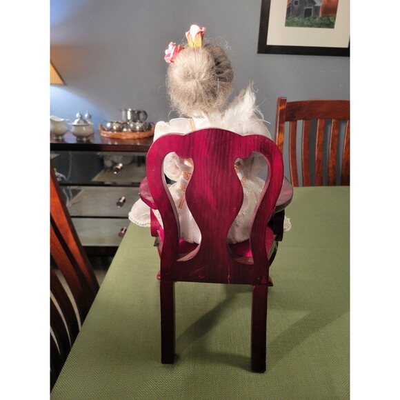 JACQUELINE KENTS FAIRY GODMOTHER Breast Cancer Fairy 2005 With Wooden Chair - Picture 10 of 16